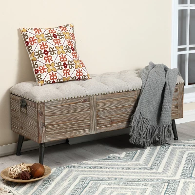 LuxenHome 47.2-Inch Wide Upholstered Wood Storage Bench. 6 LuxenHome 47.2-Inch Wide Upholstered Wood Storage Bench. - Image 4