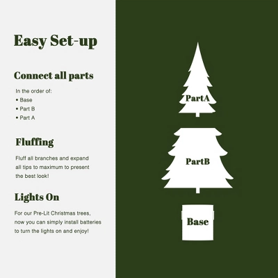 LuxenHome 4Ft Artificial Flocked Fir Christmas Tree Potted With Battery-Operated Lights Green 11 LuxenHome 4Ft Artificial Flocked Fir Christmas Tree Potted With Battery-Operated Lights Green - Image 9