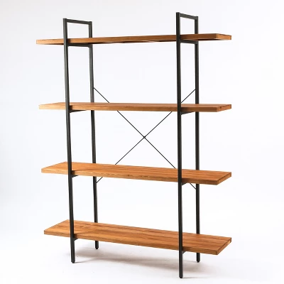 LuxenHome 4-Shelf 66.5" H X 51.2" W Pine Wood Metal Frame Etagere Bookcase. 6 LuxenHome 4-Shelf 66.5" H X 51.2" W Pine Wood Metal Frame Etagere Bookcase. - Image 4