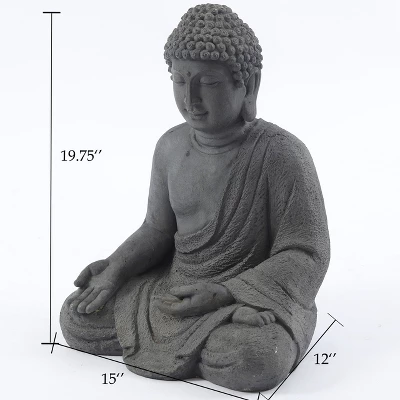 LuxenHome 19.75" Gray MgO Meditating Buddha Garden Statue 9 LuxenHome 19.75" Gray MgO Meditating Buddha Garden Statue - Image 7