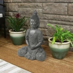LuxenHome 21.75" Gray MgO Meditating Buddha Garden Statue 12 LuxenHome 21.75" Gray MgO Meditating Buddha Garden Statue -Garden GUEST e948d8f7 1eea 4425 9c19 75fcae3377d6