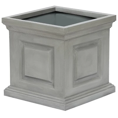 LuxenHome Gray MgO Square Box Flower Pot Planter 9 LuxenHome Gray MgO Square Box Flower Pot Planter - Image 7