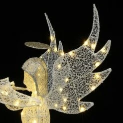 LuxenHome 5Ft Angel Playing Gold Trumpet Outdoor Holiday Decoration With Lights White, Sliver, Gold -Garden GUEST e97dd7af 9063 44dc a687 15f4515c017e