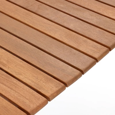 LuxenHome Natural Solid Wood 40-Inch Long Rounded Rectangle Outdoor Coffee Table Brown 7 LuxenHome Natural Solid Wood 40-Inch Long Rounded Rectangle Outdoor Coffee Table Brown - Image 5