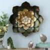 LuxenHome Green, Gold, And White Metal Flower Wall Decor -Garden GUEST ea020d16 57b4 49c9 bd38 57f86705b6b9