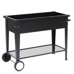 LuxenHome Black Mobile Metal Raised Garden Bed Planter Cart With Legs 11 LuxenHome Black Mobile Metal Raised Garden Bed Planter Cart With Legs -Garden GUEST ea10c873 829b 4653 979e d39568dbe50c