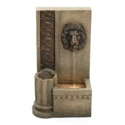 LuxenHome 25.8" H Sandstone Resin Regal Lion Head Floor Outdoor Water Fountain With Lights Brown 19 LuxenHome 25.8" H Sandstone Resin Regal Lion Head Floor Outdoor Water Fountain With Lights Brown -Garden GUEST ea986205 17ee 4152 94e0 5a5ade74e9c8