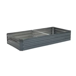 LuxenHome Galvanized Steel Rectangular 6-Ft X 3-Ft Raised Garden Bed Planter, Gray -Garden GUEST eb0c1fc9 dd69 41f6 a251 0e01f78d72ca