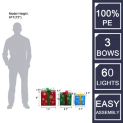 LuxenHome Set Of 3 Colored Presents Lighted Holiday Decoration Multi-Color -Garden GUEST eb8b671e cd61 4ddc 947e 0787fd888cd4