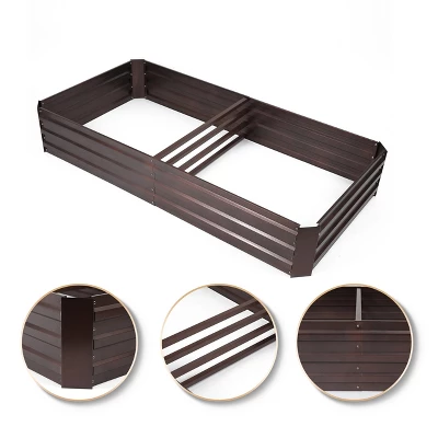 LuxenHome Brown Metal Rectangular 6x3ft Garden Bed 12 LuxenHome Brown Metal Rectangular 6x3ft Garden Bed - Image 10