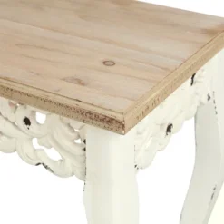 LuxenHome Victorian Off White And Natural Wood Console And Entry Table -Garden GUEST ec7dd6c5 559e 4ff5 b099 a3e283018bc8