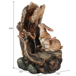 LuxenHome Resin Two Bunnies Tree Stump Outdoor Fountain With LED Lights 19 LuxenHome Resin Two Bunnies Tree Stump Outdoor Fountain With LED Lights -Garden GUEST ed07f046 fdbb 4306 88fb 19291063261f