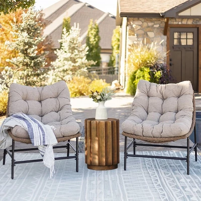 LuxenHome Weathered Copper Cement Indoor Outdoor Round Side Table 4 LuxenHome Weathered Copper Cement Indoor Outdoor Round Side Table - Image 2