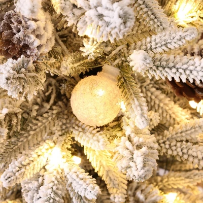 LuxenHome 3-Piece Pre-Lit Snowy Branches Artificial Christmas Tree Set With Metal Base Green 4 LuxenHome 3-Piece Pre-Lit Snowy Branches Artificial Christmas Tree Set With Metal Base Green - Image 2