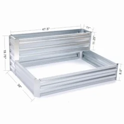 LuxenHome 2-Tier Rectangular Galvanized Steel Raised Garden Bed Planter -Garden GUEST eee62f54 afa2 4970 839b b0e3713ab762