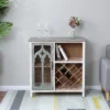 LuxenHome Distressed White And Gray Wood 1-Door Storage Wine Cabinet -Garden GUEST ef2398c0 281c 48cb a8d1 541ef90feb66