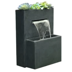 LuxenHome 32" H Resin Modern Waterfall Outdoor Fountain With Planter, Outdoor Water Fountain Indoor And Outdoor Use Gray 13 LuxenHome 32" H Resin Modern Waterfall Outdoor Fountain With Planter, Outdoor Water Fountain Indoor And Outdoor Use Gray -Garden GUEST ef913b0c ff5f 46a3 98df e175a4febe7f