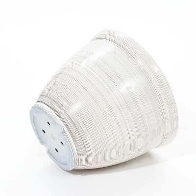 LuxenHome Ivory White Bell Round Recyled Plastic Planter Off-White 6 LuxenHome Ivory White Bell Round Recyled Plastic Planter Off-White - Image 4