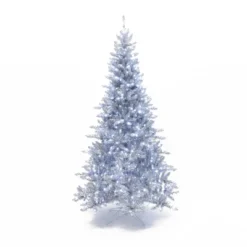 LuxenHome 7.5Ft Silver Christmas Tree With Cool White Lights, Full Pre-Lit Indoor/Outdoor Decor -Garden GUEST efd7de82 b371 4fa5 80c1 eda83ff1eb1a