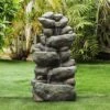 LuxenHome 33.5" H Gray Resin Cascading Rock Outdoor Fountain 2 LuxenHome 33.5" H Gray Resin Cascading Rock Outdoor Fountain -Garden GUEST f0889ddd 4a8b 4224 aa68 999e448f9f82