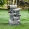 LuxenHome Gray Resin Bowls And Birds Outdoor Fountain -Garden GUEST f172866d 04f6 49f8 a10c 4e52ef6c7c0b