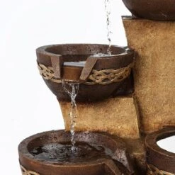 LuxenHome Brown Resin Tiered Bowls And Pot Outdoor Fountain 12 LuxenHome Brown Resin Tiered Bowls And Pot Outdoor Fountain -Garden GUEST f1a868bd a019 422e a0ee e6bbd29d690f