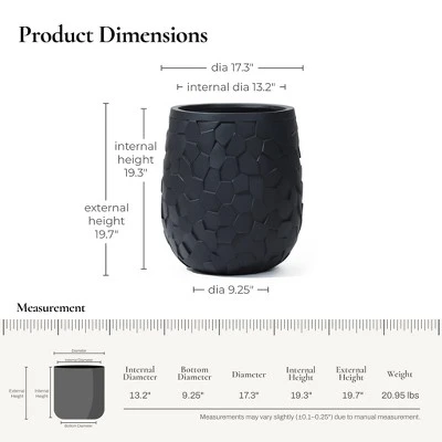 LuxenHome Round Black Geometric Planter – Indoor/Outdoor MgO Pot With Drainage Plug 4 LuxenHome Round Black Geometric Planter – Indoor/Outdoor MgO Pot With Drainage Plug - Image 2