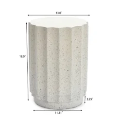 LuxenHome Off White With Gray Cement Round Side Table -Garden GUEST f22af4f9 503c 454f 86e3 c8d45abc6da0