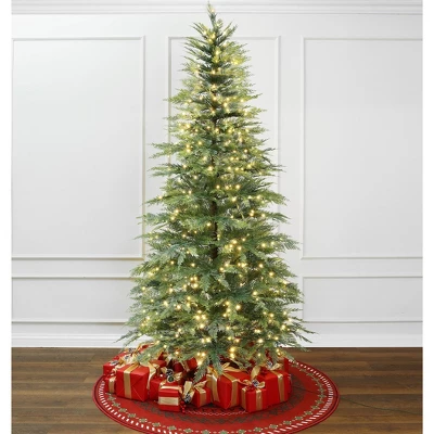LuxenHome 6.5Ft Pre-Lit Green Cypress Artificial Christmas Tree With Metal Stand 9 LuxenHome 6.5Ft Pre-Lit Green Cypress Artificial Christmas Tree With Metal Stand - Image 8