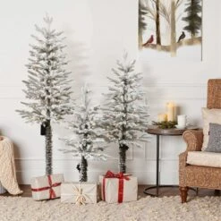 LuxenHome 3-Piece Holiday Artificial Tree Sets With Lights And Flat Stand Green -Garden GUEST f25a8af5 4163 4179 96ec 39c71b6d5025