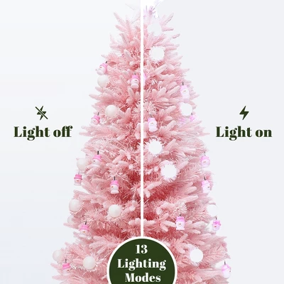LuxenHome 5Ft Pink Cherry Blossom Christmas Tree With Fiber Optic Lights & Snowman Star Topper 7 LuxenHome 5Ft Pink Cherry Blossom Christmas Tree With Fiber Optic Lights & Snowman Star Topper - Image 5