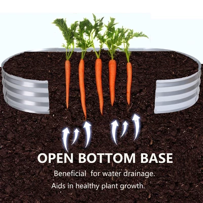 LuxenHome 6ft X 3ft Oval Galvanized Steel Raised Garden Bed Planter 7 LuxenHome 6ft X 3ft Oval Galvanized Steel Raised Garden Bed Planter - Image 5