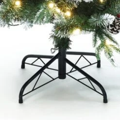 LuxenHome 6Ft Pre-Lit Artificial Pine Christmas Tree With Frosted Tips, Pinecones, And Red Berries Green -Garden GUEST f31011cc fc50 4ef0 8abf 8a076f7edc5c