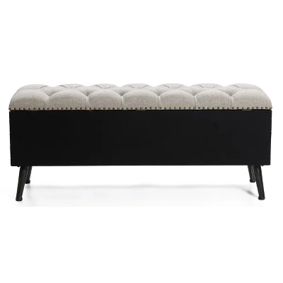 LuxenHome 47.2-Inch Wide Upholstered Wood Storage Bench. 9 LuxenHome 47.2-Inch Wide Upholstered Wood Storage Bench. - Image 7