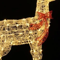 LuxenHome 3-Piece Deer Family Outdoor Holiday Decoration Set With Lights And Timer White, Red -Garden GUEST f530e11c 1199 4dcb ba33 298a8297d4c2