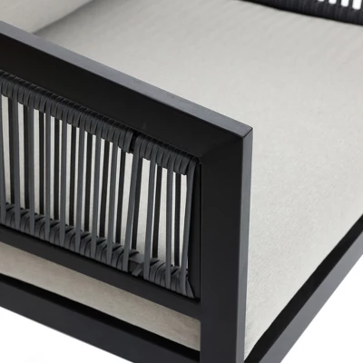 LuxenHome Outdoor Black Steel With PE Rope Armchairs With Cushions, Set Of 2 10 LuxenHome Outdoor Black Steel With PE Rope Armchairs With Cushions, Set Of 2 - Image 8