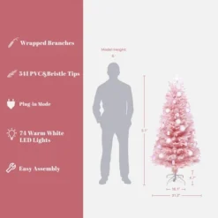 LuxenHome 5Ft Pink Cherry Blossom Christmas Tree With Fiber Optic Lights & Snowman Star Topper 14 LuxenHome 5Ft Pink Cherry Blossom Christmas Tree With Fiber Optic Lights & Snowman Star Topper -Garden GUEST f62729fe 3cce 4541 8cd4 78a0ff8a4369