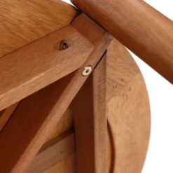 LuxenHome Natural Wooden Outdoor Coffee Table, Round Solid Wood Patio Table Brown -Garden GUEST f647f7c7 b8ad 44cf ba8e cd56da3b2053