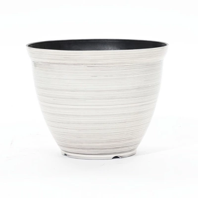 LuxenHome Ivory White Bell Round Recyled Plastic Planter Off-White 9 LuxenHome Ivory White Bell Round Recyled Plastic Planter Off-White - Image 7