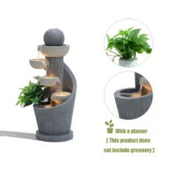 LuxenHome 29" Tall Outdoor Water Fountain With Lights, Resin Cascading Bowl Small Garden Waterfall Indoor And Outdoor Use Gray 18 LuxenHome 29" Tall Outdoor Water Fountain With Lights, Resin Cascading Bowl Small Garden Waterfall Indoor And Outdoor Use Gray -Garden GUEST f789b374 1245 4644 a3a7 530076e4c88b