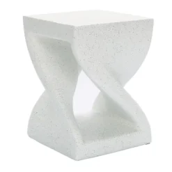 LuxenHome Speckled White MgO Square Twisted Side Table 17 LuxenHome Speckled White MgO Square Twisted Side Table -Garden GUEST f7bed99f e132 4a71 a3ba 1b3c016e8402