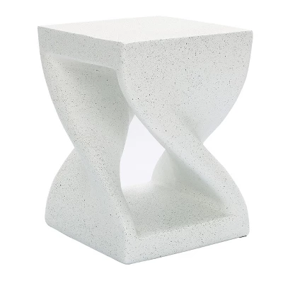 LuxenHome Speckled White MgO Square Twisted Side Table 8 LuxenHome Speckled White MgO Square Twisted Side Table - Image 6