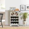LuxenHome White And Natural Wood 2-Door Wine Cabinet 2 LuxenHome White And Natural Wood 2-Door Wine Cabinet -Garden GUEST f946cc49 93e3 4911 9ce0 5cd5b74a8787
