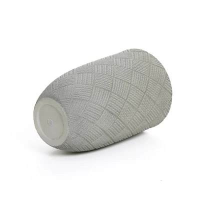 LuxenHome Gray Glen Pattern MgO Round Planter, Indoor And Outdoor 7 LuxenHome Gray Glen Pattern MgO Round Planter, Indoor And Outdoor - Image 5