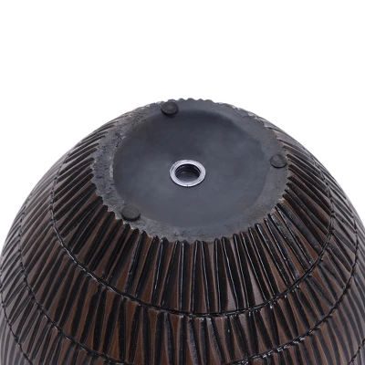 LuxenHome Brown With Black V-Pattern Polyresin 12-Inch Round Planter 8 LuxenHome Brown With Black V-Pattern Polyresin 12-Inch Round Planter - Image 6