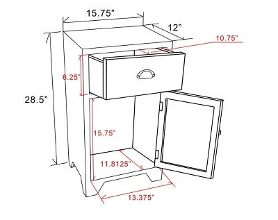 LuxenHome Wood Farmhouse 1-Drawer 1-Door Side Table With Storage. 6 LuxenHome Wood Farmhouse 1-Drawer 1-Door Side Table With Storage. - Image 4