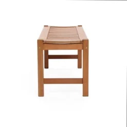 LuxenHome Natural Solid Wood 47.2-Inch Long Rectangle Sloping Seat Outdoor Bench -Garden GUEST fac34d0b 5b88 4357 9dfc a5b2b20f35c6