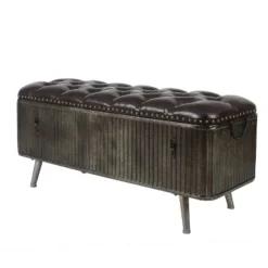 LuxenHome 47.5in. W Metal And Faux Leather Bench. 14 LuxenHome 47.5in. W Metal And Faux Leather Bench. -Garden GUEST fb0da134 0b05 4fb1 a322 932946cd5679