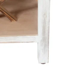 LuxenHome Distressed White And Gray Wood 1-Door Storage Wine Cabinet -Garden GUEST fb13aed8 d45a 4f6f b9f6 86b84f2550ee