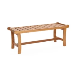 LuxenHome Natural Solid Wood 47.2-Inch Long Rectangle Outdoor Bench -Garden GUEST fb42bcdd d0d6 4218 a04b 3481a29e1501